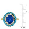 EVERLY JEWELRY | Yellow Plated Sterling Silver 4.36 CT TGW Created Blue Spinel and compressed blue Turquoise and Created White Sapphire Fashion Ring - 4 of 4