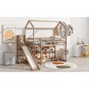 TIRAMISUBEST Twin Size House Loft Bed with Slide, Storage Shelves and Light, Solid Wood Loft Bedframe with Roof Design - 4 of 4