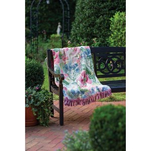 Manual Woodworks and Weavers Watercolor Nature Tapestry Throw – Vibrant Birds and Butterflies Design - 1 of 3