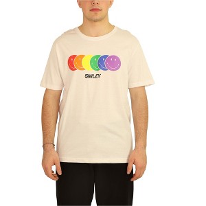 Elevenparis Mens Rainbow Smiley Graphic T-Shirt, White, X-Large - 1 of 4