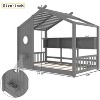 Twin/Full Size House Platform Bed Frame Toddler Floor Bed Kids Montessori Bed Playhouse Bed with Storage Shelf - ModernLuxe - 3 of 4