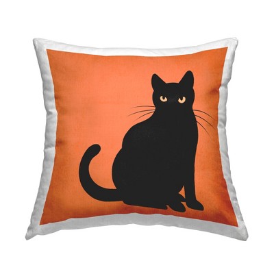 Stupell Industries Black Orange Cat Silhouette