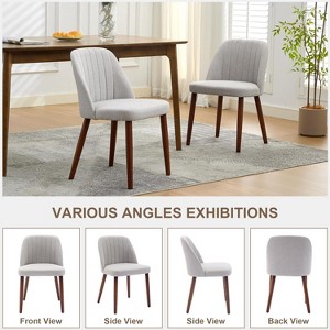 Set of 8 Upholstered Dining Chairs, Modern Kitchen Chairs with Padded Seats and Wooden Legs for Dining Room & Cafe, Camel - 1 of 4