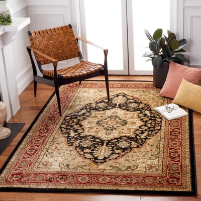 Lyndhurst Red and Black Synthetic 6' x 9' Hand-Knotted Area Rug