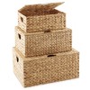 Casafield Water Hyacinth Lidded Storage Basket Sets,  Multipurpose Rectangular Organizer Totes - 3 of 4