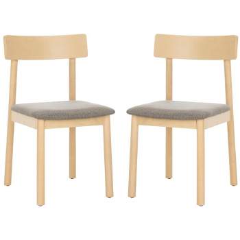 Lizette Retro Dining Chair (Set of 2) - White Oak/Grey Cushion - Safavieh.