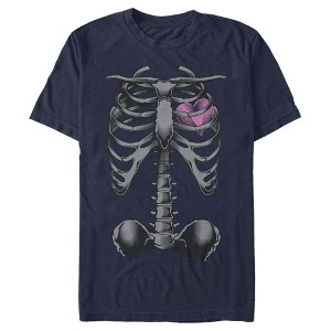 Men's Lost Gods Halloween Skeleton Rib Cage Heart T-Shirt - 1 of 4