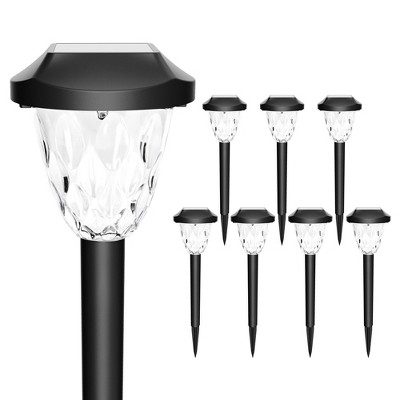 GIGALUMI 8 Pack Solar Pathway Lights, Waterproof Auto On/Off Outdoor Solar Lights for Garden, Walkway and Lawn,Warm White