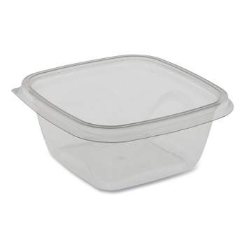 Pactiv Recycled PET Square Base Salad Containers 5 x 5 x 1.75 16 oz  Clear SAC0516
