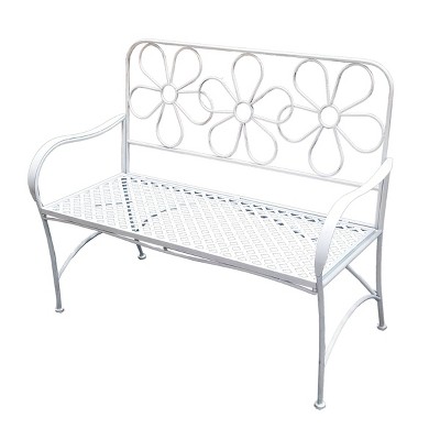 36" x 45" Daisy Metal Garden Bench White - Alpine Corporation