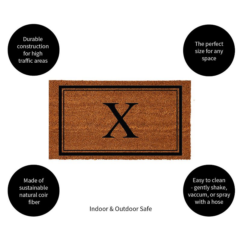 Evergreen Monogram Indoor Outdoor 100% Natural Coir Doormat 28" x 16" |  Letter  "X", 2 of 4