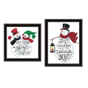 2- Piece Vignette Good Friends Snowman Black Framed Wall Art for Living Room, Bedroom Wall Art Print for Home Decor by Deb Strain - 1 of 4