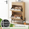 WhizMax Rattan Shoe Cabinet, 2 Flip Drawers & 1 Drawer, Adjustable Shelf, Metal Legs, Slim Shoe Rack - 4 of 4