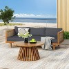 Christopher Knight Home Pascal Rustic Acacia Wood Upholstered 3 Seater Daybed with Coffee Table - 2 of 4
