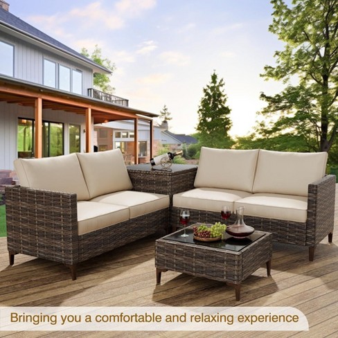 Outdoor PE Wicker Furniture Set 4 Piece - image 1 of 4