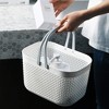 Aoibox Plastic Organizer Storage Basket with Handles, Shower Caddy for Bathroom and Kitchen, Rattan Design, White - 4 of 4