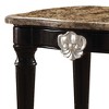 Royal Hampton Marble Top End Table With Contrast Carved Motif Turned Wood Legs, Black - 2 of 4