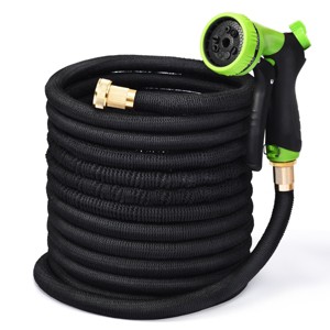 Costway 25/50/75 FT Expanding Garden Hose Flexible Water Hose w/9 Function Spray Nozzle - 1 of 4