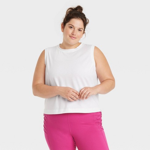 Women's Cropped Active Tank Top - All In Motion™ White 4x : Target