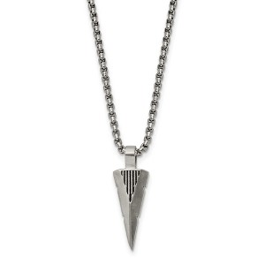 Black Bow Jewelry Women's Stainless Steel Brushed Small Arrowhead Necklace, 22 Inch - 1 of 4