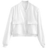 Women Fashion Cropped Bomber Jacket Casual Button Down Varsity Jackets Shackets With Pockets Trendy Outwear Winter Warm Coats - 2 of 4