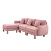 Boucle Convertible L-Shaped Sectional Sofa with Shell Armrests & Ottoman - 2 of 4