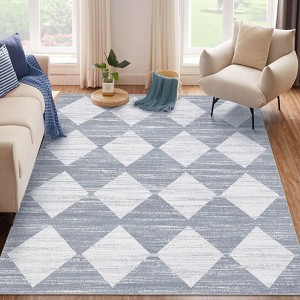 Geometric Rug Washable Rugs for Living Room, Modern Diamond Rug with Non Slip Backing, Non Shedding Stain Resistant Contemporary Floor Covering - 1 of 4