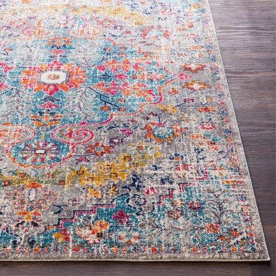 Multicolor Synthetic Stain-Resistant Rectangular 7'10" x 10'3" Area Rug