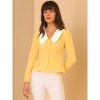 Allegra K Women's Contrast Peter Pan Collar Long Sleeve Button Down Cotton Shirt - 3 of 4