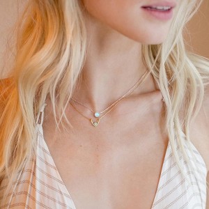 Clotth Stainless Steel Opal Pendant Necklace for Women | Created Opal Cubic Zirconia Delicate Choker | Round Opal Necklace - 1 of 4