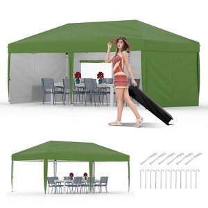 10x20 Pop Up Canopy Tent with 4 Sidewalls,Heavy Duty Outdoor Canopy with 3 Adjustable Height, Commercial Street Vendors Party Tents - 1 of 4
