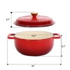Sevobal Pots and Pans Cast Iron 7.5qt Cooking Pot Dutch Oven Pot for Bread Baking, Cooking Enamel Pot Round Dutch Oven, Red, 15"*11.4"*5.1" - 2 of 4