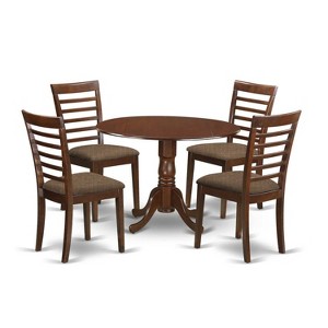 Retro Kitchen Table Set - 5 Piece Dinette Set with Chairs - Round Drop Leaf Table - Asian Hardwood - 1 of 4