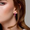 EVERLY JEWELRY | Yellow Plated Sterling Silver 2ct TGW Created Ruby Beaded Hoop Earrings - 4 of 4