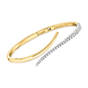 Ross-Simons 1.00 ct. t.w. Diamond Bypass Bangle Bracelet in Sterling Silver and 18kt Gold Over Sterling - 1 of 4