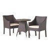 Christopher Knight Home Franco Outdoor 3 Piece Wicker Bistro Dining Set with Cushions and Umbrella Hole - 2 of 4
