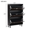 Slender Tipping Bucket Shoe Cabinet with Hooks, 3-Drawer Entryway Organizer, Adjustable Panel Freestanding Rack for Hallway - 3 of 3