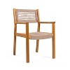 CAVINAS Dining Chairs Kitchen Chairs Set of 2 Woven Dining Chairs Teak Finish Rope chairs with Acacia wood frame for  Dining Room - 4 of 4