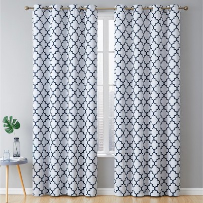 HLC.ME Lattice Print Design Curtains Light Reducing Insulating Grommet Window Treatments Curtains - Set of 2