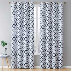 HLC.ME Lattice Print Design Curtains Light Reducing Insulating Grommet Window Treatments Curtains - Set of 2 - 1 of 4