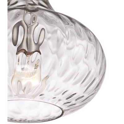 Sleek Brushed Nickel 16" Mini Pendant with Textured Glass Shade