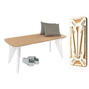 Hoek Bench, 42" x 18", Tool-Free One-Click Assembly, Minimalist & Sustainable Dining Seating, Modern Space Saving, Foldable & Portable - 1 of 4