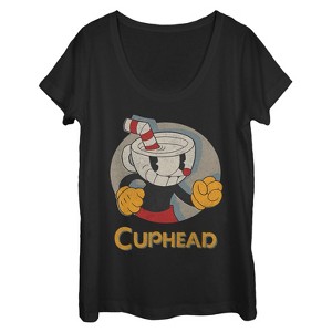 Women's Cuphead Logo Portrait Circle Scoop Neck - 1 of 3