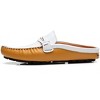 Santimon Mens Penny Mules Leather Slip on Shoes Casual Office Backless Loafers White Tan - 2 of 4