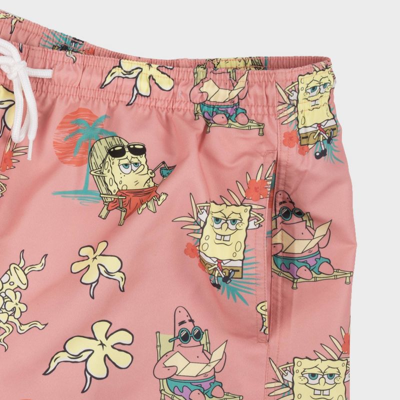 Men's SpongeBob 8.5" Elastic Waist Swim Shorts - Pink, 4 of 6