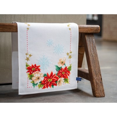 Vervaco Counted Cross Stitch Table Runner Kit 12.8"X33.6"-Christmas Flowers (11 Count)