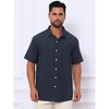 INSPIRE CHIC Men's Point Collar Short Sleeve Button Down Summer Linen Shirt - 2 of 4