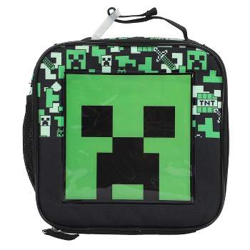 Minecraft Square Insulated Lunchbox with Mesh Side Pocket
