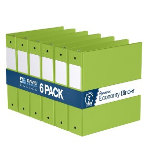 Premium Economy 2" Round Ring Binder 6pk Lime Green: Davis Group, Hard Cover, 400 Sheet Capacity, 2 Pockets - 1 of 4