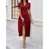 Clearlove Women's Summer Waist Dress Smocked Flutter Short Sleeve V Neck Midi Dresses 2025 New - 2 of 4